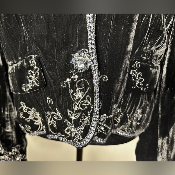 E BY ECI Women’s Sz 8 Artsy Boho Embroidery Burnout Velvet Bead & Sequin Blazer - Picture 3 of 12